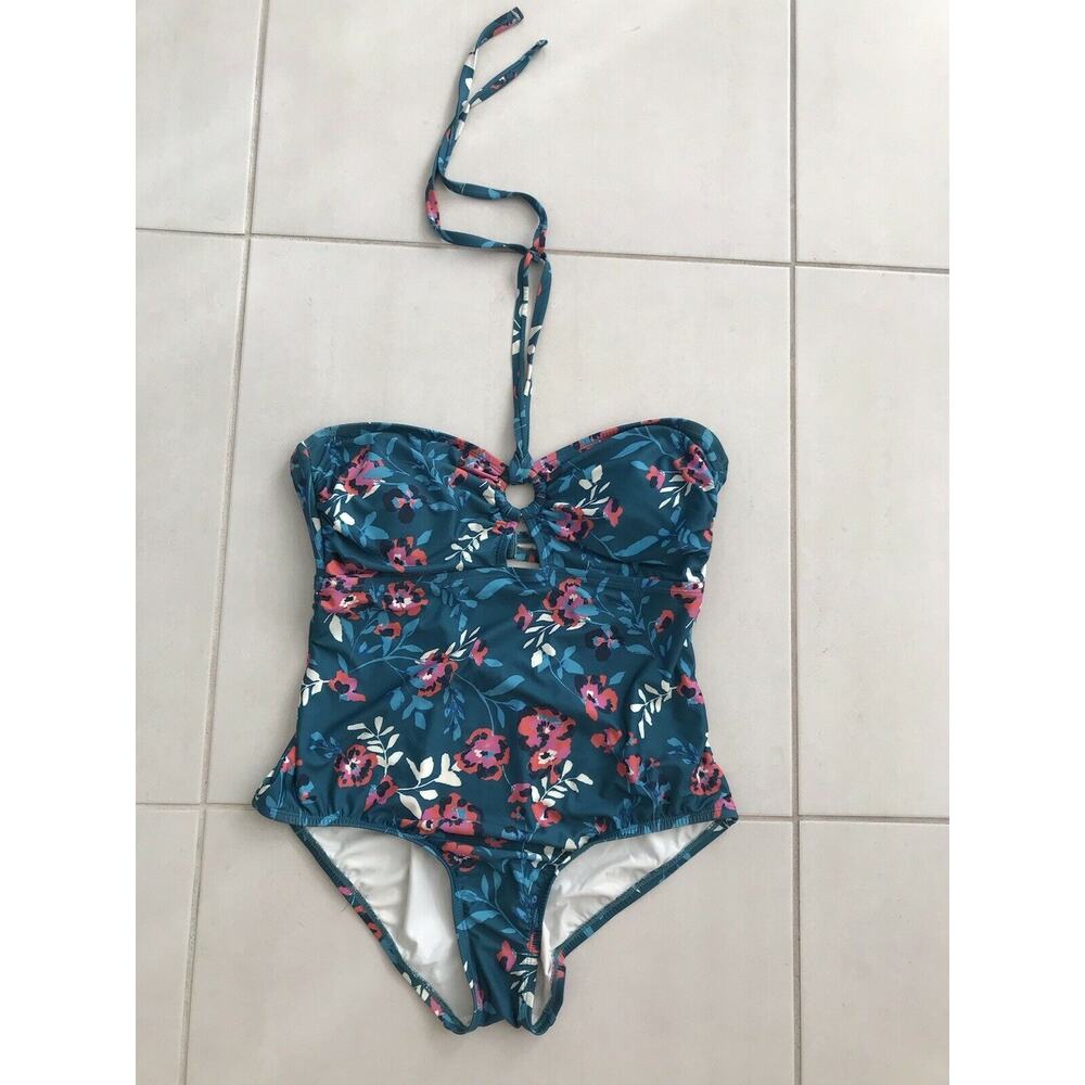 ModCloth Floral One Piece Halter Swimsuit